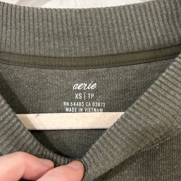 Aerie The Sweat Everyday Crew Neck Oversized Green Sweatshirt Women's Size XS - Picture 3 of 4